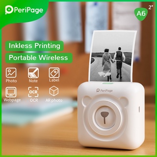 Peripage A6 203dpi เครื่องพิมพ์ความร้อนไร้สาย บลูทูธ ขนาดเล็ก แบบพกพา