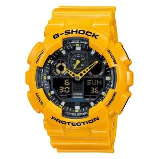 Casio G-Shock นาฬิกาข้อมือผู้ชาย สายเรซิน รุ่น GA-100A-9A (สีเหลือง) -ของแท้ ประกัน CMG 1 ปี