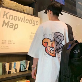 【M-5XL】เสื้อยืดคอกลม แขนสั้น พิมพ์ลายการ์ตูน ทรงหลวม สไตล์ฮิปฮอป สตรีท ฤดูร้อน สําหรับผู้ชาย ทุกเพศ