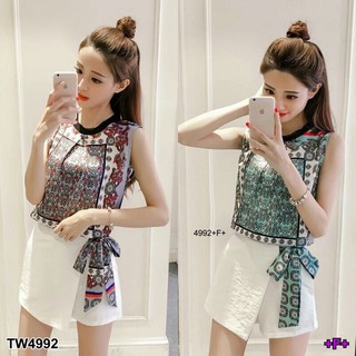 TW4992 Set 2 ชิ้น เสื้อแขนกุด+กางเกงขาสั้น