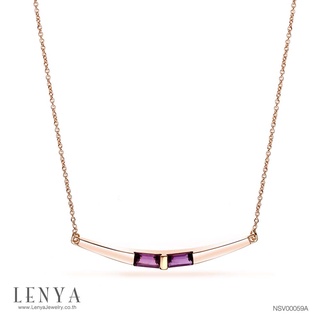 Lenya Jewelry สร้อยคอเงินแท้ชุบพิงค์โกล์ด 18K ประดับอเมทีสต์ (Amethyst) ทรงบาเกต โฉบเฉี่ยวด้วยดีไซน์ที่ไม่มีใครเหมือน