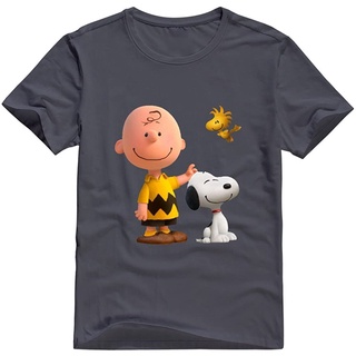 【100% cotton】100%cotton เสื้อยืดคอวีผู้ชาย StaBe Mens Peanuts Movie 2015 Snoopy T-Shirt Novelty XXL Asphalt men เสื้อ ย