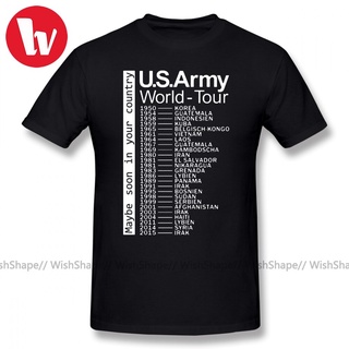 เสื้อยืดแขนสั้นพิมพ์ลายตัวอักษร Us Army World Tour แฟชั่นผู้ชาย 2021