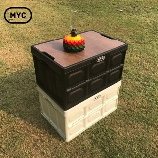 MYC ลังเก็บของแค้มป์ปิ้ง พับเก็บได้ ฝาไม้อัด +[แถมฟรี ฝาพลาสติก] camping box ลังแคมป์ปิ้ง