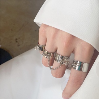 Fashion Net Red Jumping Disc Combination Ring Punk Fan Open Ring Men and Women Conjoined Dark Ring Index Finger Ring