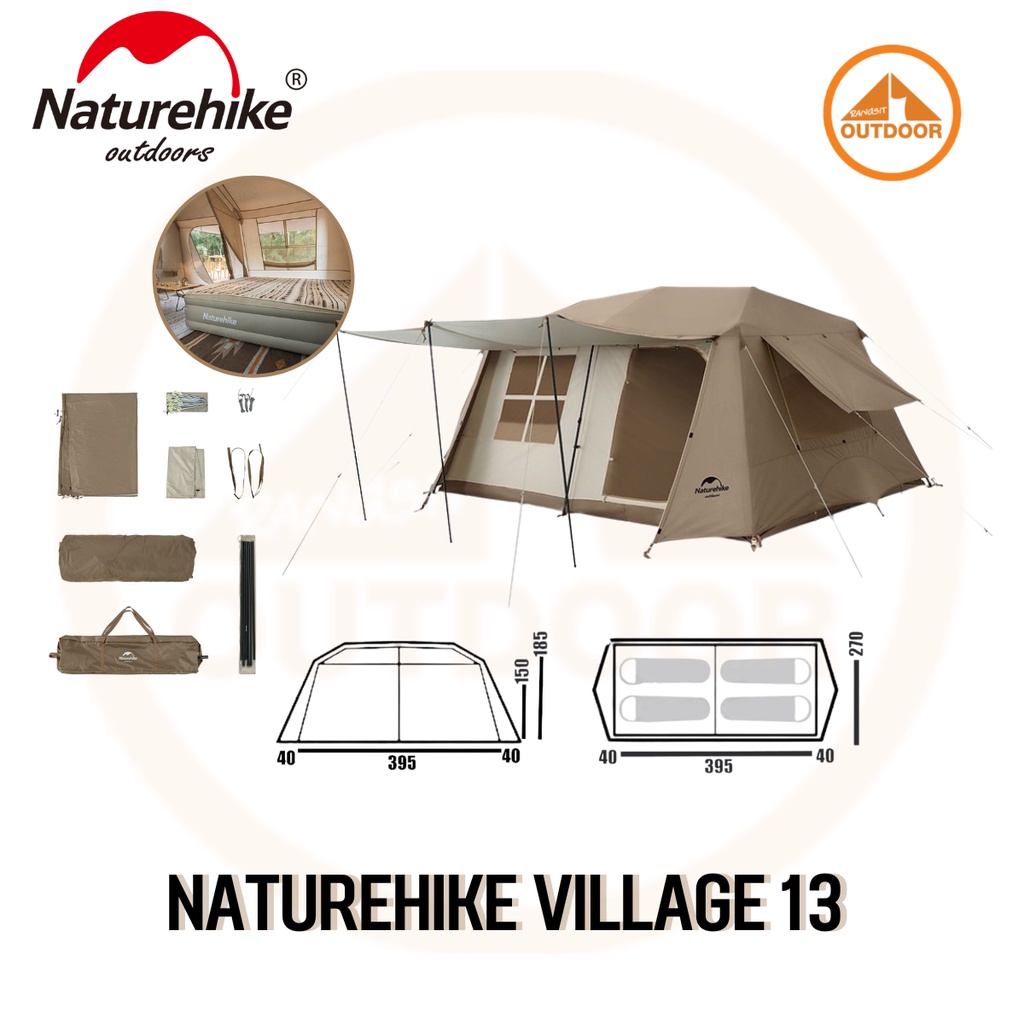 Naturehike Village 13 Tent New Version เต้นท์ครอบครัวใหญ่ ขนาด 5-8 คน มีประกัน 1 ปีจากศูนย์ไทย