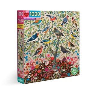 eeBoo Songbirds Tree 1,000 Pc Sq Puzzle - จิ๊กซอว์รูปรวมนกที่มีเสียงเพราะแบบ 1,000 ชิ้น