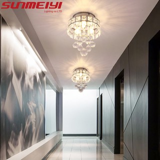 Sunmeiyi โคมไฟระย้าคริสตัล LED สีทอง ประหยัดพลังงาน สําหรับตกแต่งบ้าน