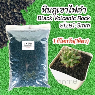 หินภูเขาไฟสีดำ (Black Volcanic Rock) 1กิโลกรัม โรยหน้ากระถาง ช่วยกักเก็บความชื้นในกระถาง และช่วยตกให้สวยงาม