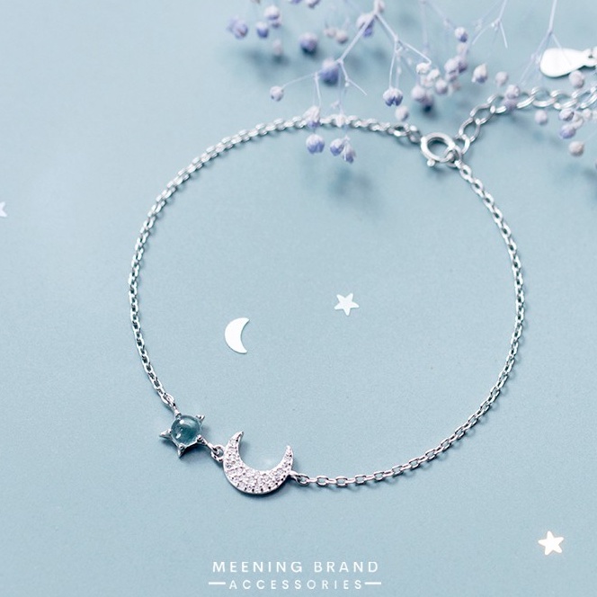 MeeningBrand ❥ สร้อยข้อมือเงิน BLUE SATURN DIAMOND STAR [01-0047]