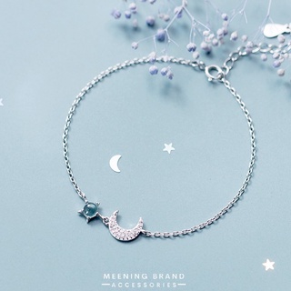MeeningBrand ❥ สร้อยข้อมือเงิน BLUE STAR WITH DIAMOND COLLECTION (MOON) [01-0011]