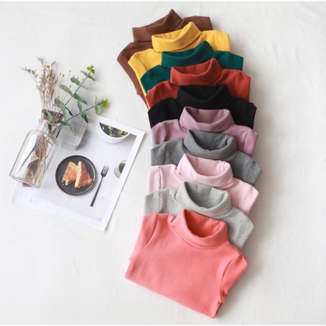 พร้อมส่ง เสื้อคอเต่า เสื้อแขนยาว เสื้อใส่หน้าหนาว สำหรับเด็ก