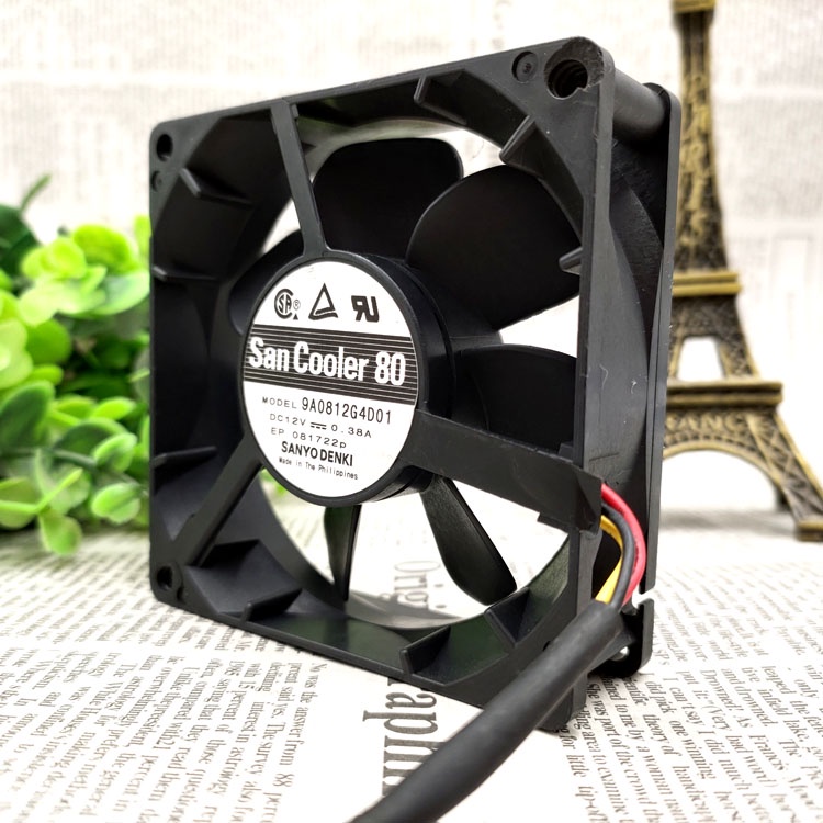 Ventola Di Raffreddamento SANYO 9A0812G4D01, 80mm X 25mm, DC 12V, 0,38A, 8cm, Per Case PC O Elettronica - Foto 6