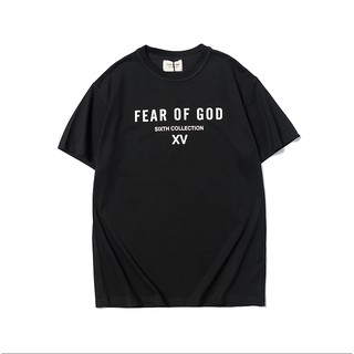 🔥Ready Stock🔥Fear of God กลัวเสื้อยืด Unisex  ตัวอักษร XV พิมพ์ฝ้ายแขนสั้นเสื้อยืด