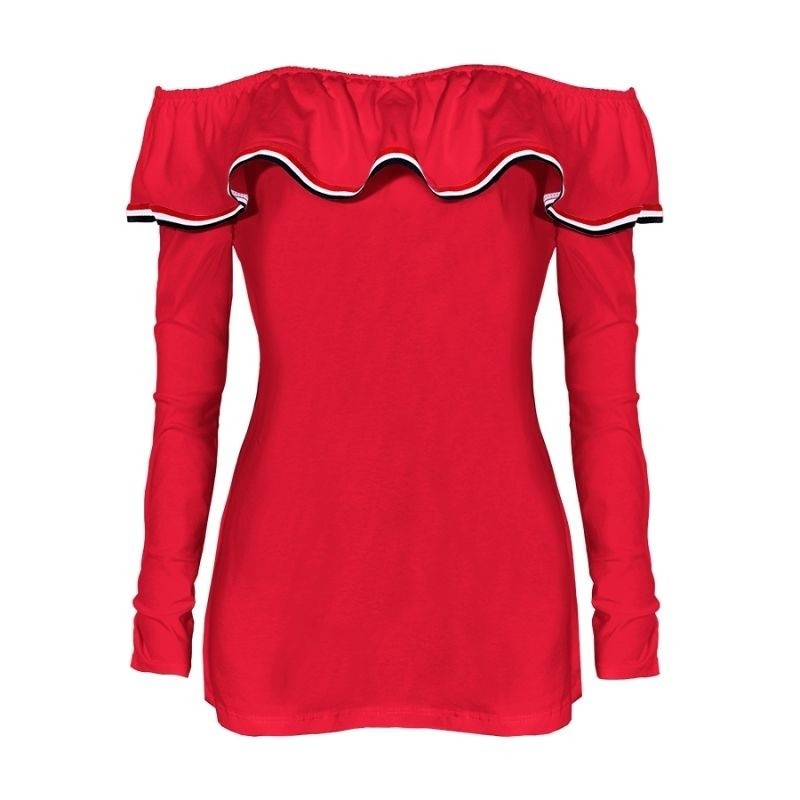 Women's Off Shoulder Long Sleeve Tops - Loose Fit Tunic Blouses Casual Wear