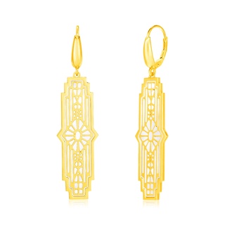 ต่างหูทองคำแท้ 14k รูปทรง Art Deco Dangle (พรีออเดอร์ pre-order ทัก chat ก่อนสั่ง)