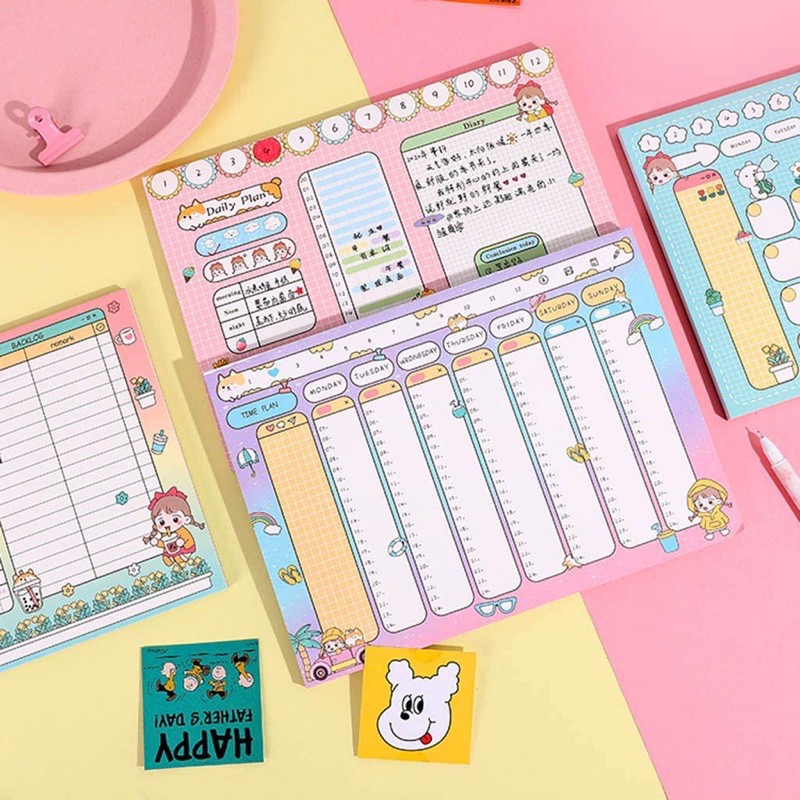 พร้อมส่ง แผ่นละ 3฿ Fancy Planner แพลนเนอร์ นักเรียนและเด็ก วางแผนระเบียบกิจวัตร แบบฟอร์มวางแผนสุดน่ารัก