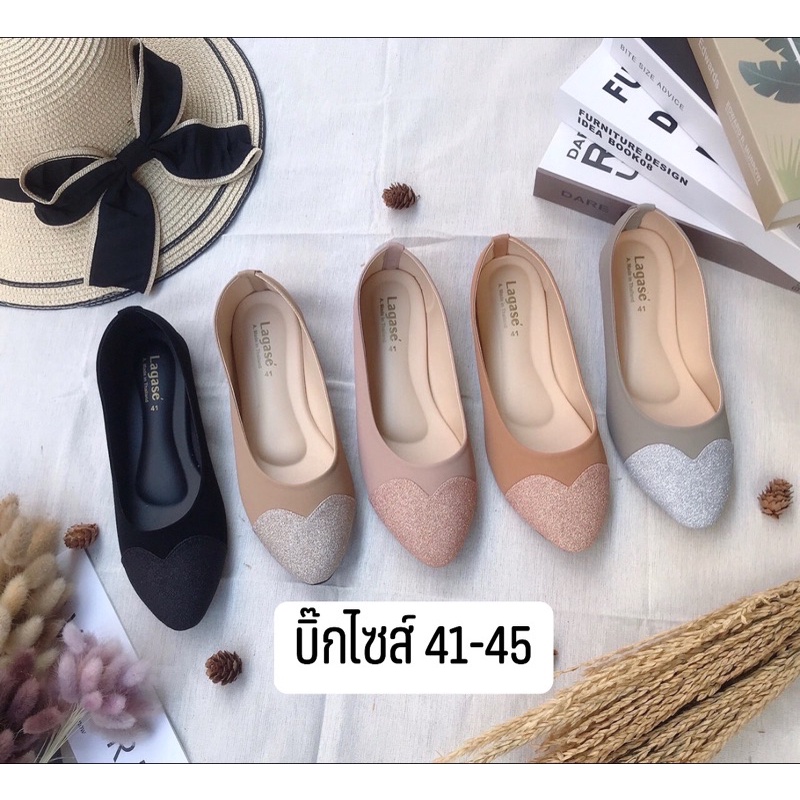 รองเท้าไซส์ใหญ่41-45 คัทชูกากเพชรหัวใจ พร้อมส่งทุกวันเลยจ้า