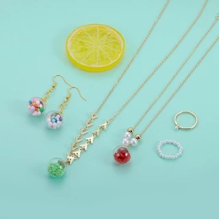 5Pcs จี้ลูกปัดคริสตัลใส DIY สร้อยข้อมือสร้อยคอต่างหูเครื่องประดับ