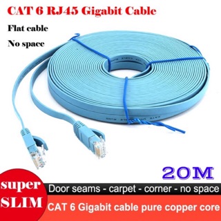 แบน Cat6 Rj45 เครือข่ายสาย Lan Ethernet Cat6 Cat 6 Rj-45 Ethernet Utp Cable สำหรับแล็ปท็อป Router Kabel Connector 20M