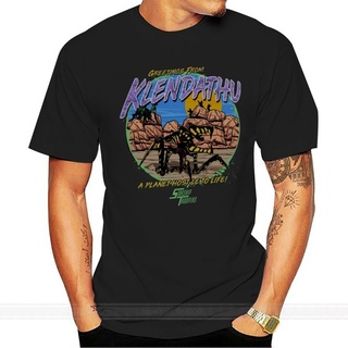 เสื้อยืดผ้าฝ้ายพิมพ์ลายแฟชั่น เสื้อยืด ผ้าฝ้าย พิมพ์ลาย Starship Troopers Greetings From Klendathu สีดํา แฟชั่นสําหรับผู