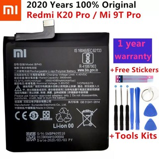 100% แบตเตอรี่เดิมสำหรับXiaomi Redmi K20 Pro / Mi 9T Pro 3900MAh BP40เปลี่ยนLi-Ion Polymerโทรศัพท์แบตเตอรี่อะไหล่ซ่อม