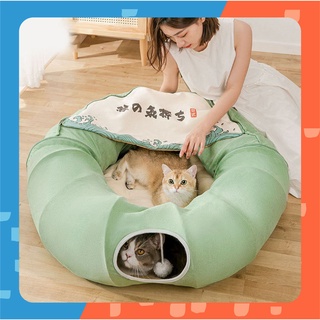 [🚚 พร้อมส่ง] อุโมงค์แมว แบบวงกลม Circular Cat Tunnel อุโมงค์พร้อมเบาะนอน อุโมงค์แมว ที่นอนแมว