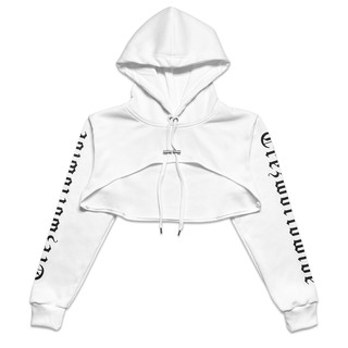 TZ worldwide BE TREZ HIGH CROPPED HOODIE - WHITE