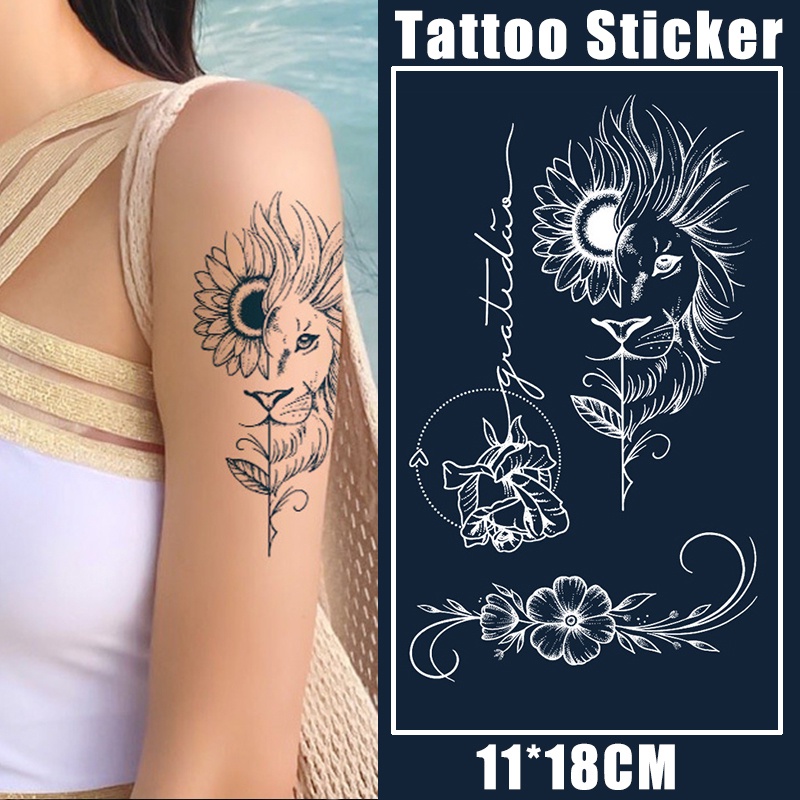 MOONMagic Tattoo สติกเกอร์กันน้ําติดทนนาน 15 วัน Rose Fake Tattoo Minimalist Tattoo รอยสักชั่วคราว