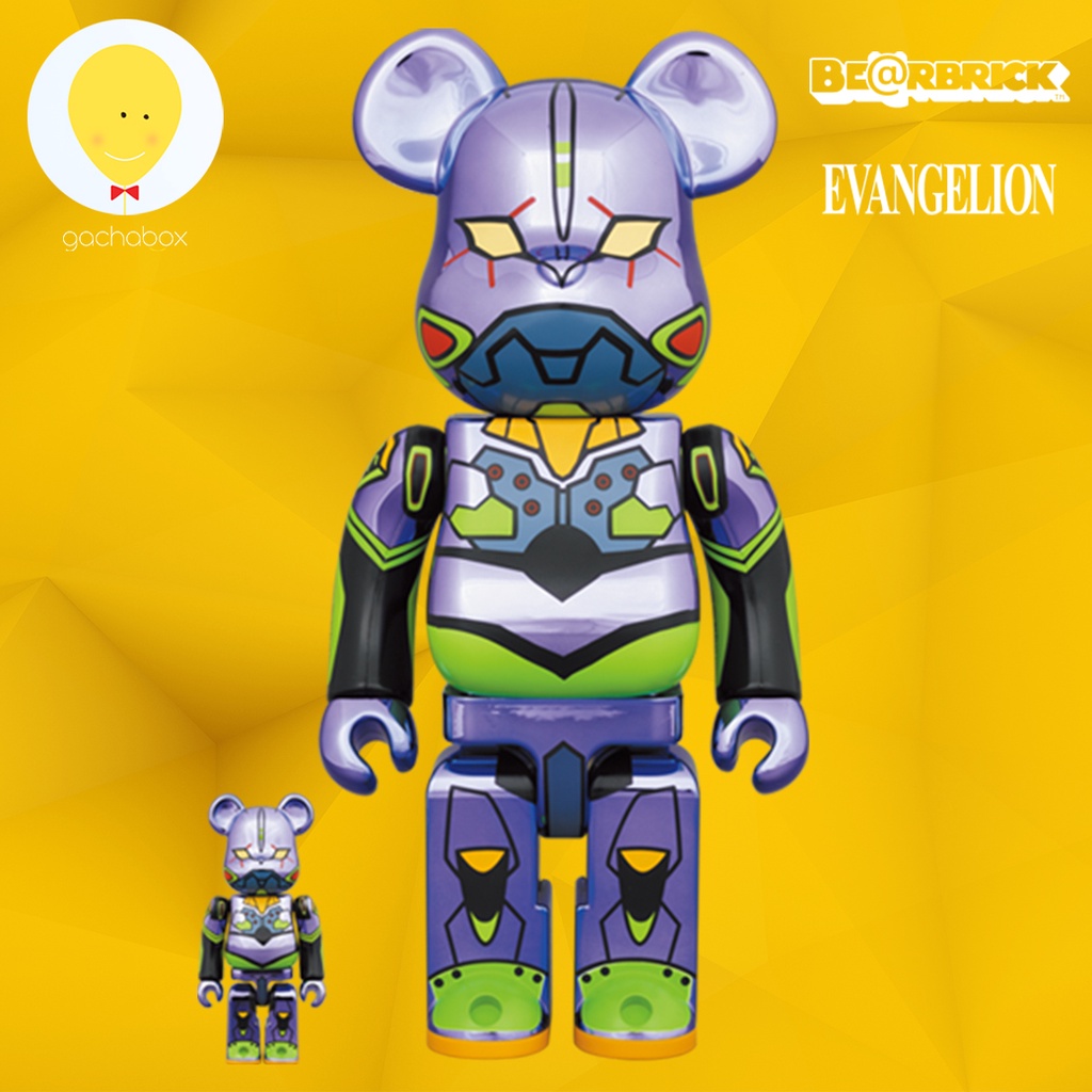 gachabox Bearbrick Evangelion Unit 1 Chrome 100%+400% - แบร์บริค