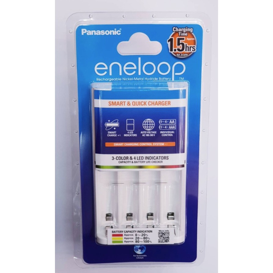 เครื่องชาร์จเปล่า Panasonic Eneloop BQ-CC55 ชาร์จไว 1.5 ชม. ของแท้ ประกัน 1 ปี