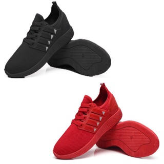 เช็ครีวิวสินค้ารองเท้าผ้าใบผู้ชาย รุ่นA011 มี2สี ดำ แดง