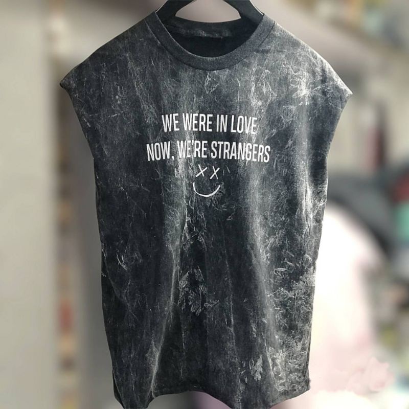 เสื้อแขนกุดหลากสี มือหนึ่ง Oversize อก44-46" ผ้าฟอก ลายวง/น่ารัก เสื้อแขนกุดผู้ชาย ผู้หญิง