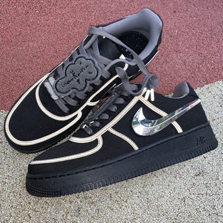 ✹☇✶2020 Travis Scott x Nike Air Force 1 AF1 Low Black Soul Hook เปลี่ยน