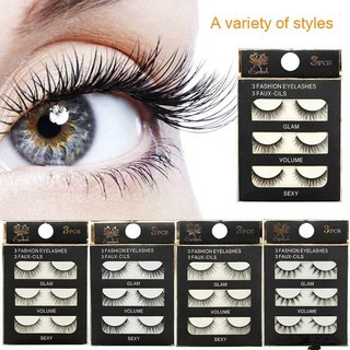 Eyelashes ขนตาปลอมแฟชั่น 3D 1 กล่องมี 3 คู่