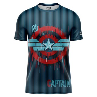 [ THRUNSEP1 ลด60บาท ]   Thairun (ไทยรัน) เสื้อออกกำลังกายสำหรับการวิ่ง MARVEL Captain America digital ลิขสิทธิ์แท้