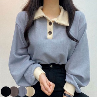 เสื้อกันหนาว ขนาดใหญ่ สําหรับผู้หญิง | เสื้อกันหนาว คอปก แต่งกระดุม แบบเรียบ สําหรับเด็กผู้หญิง | เสื้อกันหนาว ไซซ์ Xl-Xxl | สไตล์เกาหลี