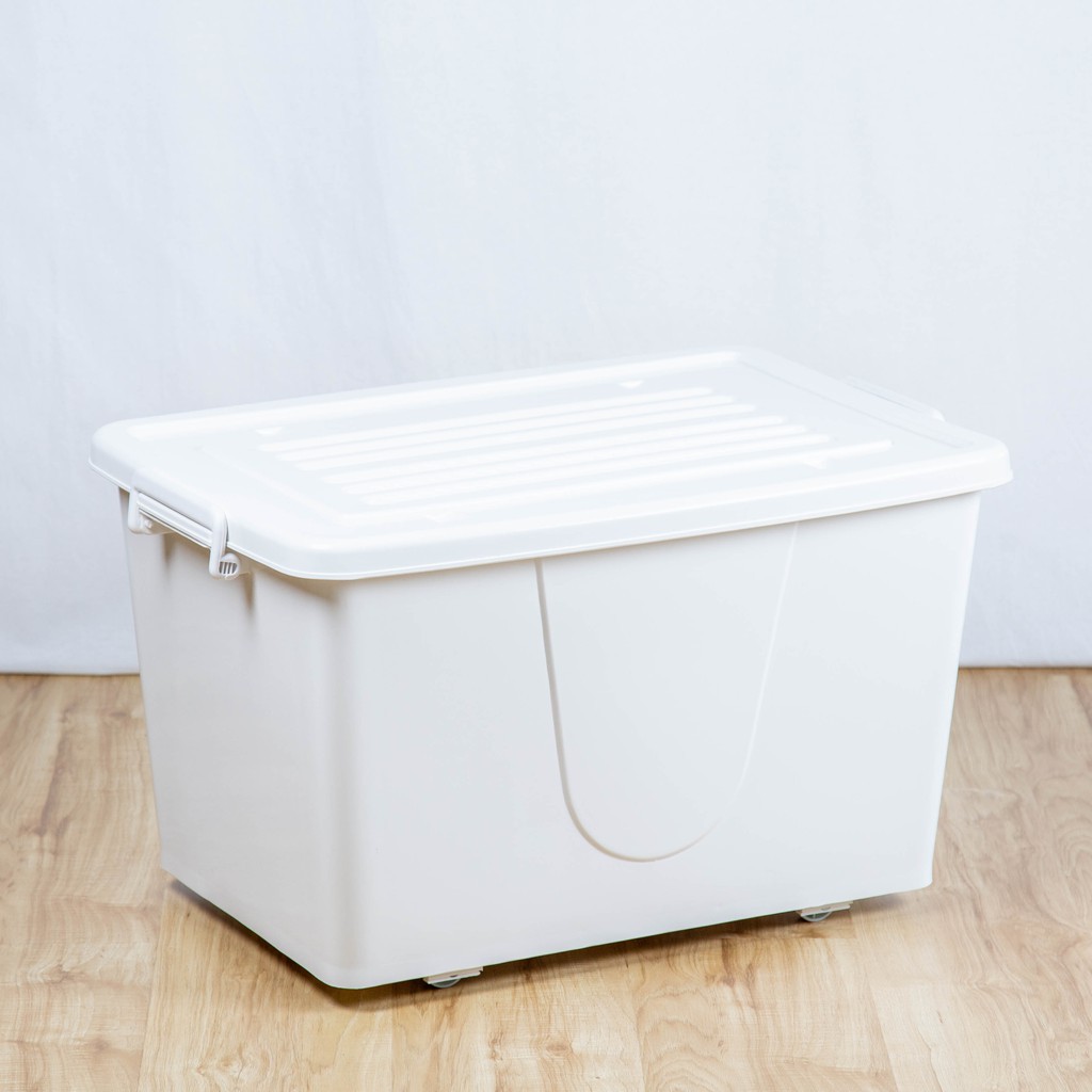 กล่องพลาสติกมีล้อ ลังพลาสติก ขนาด 100 ลิตร (No.303 ขาวครีม)ขายร้อน