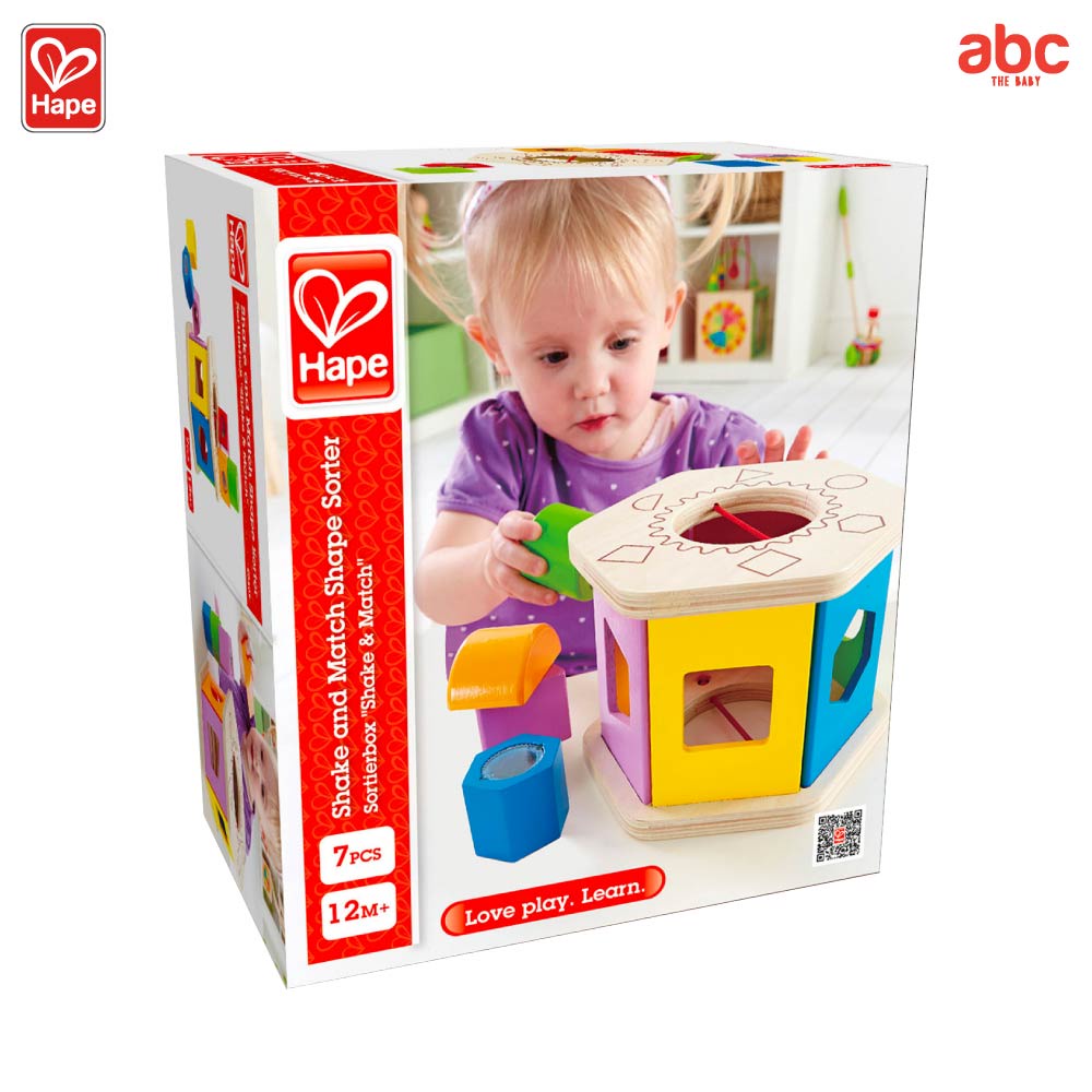 Hape ของเล่นไม้ บล็อคหยอดทรงเรขาคณิต Shake and Match Shape Sorter ของเล่นเสริมพัฒนาการ 1 ขวบ ขึ้นไป รูปที่ 5