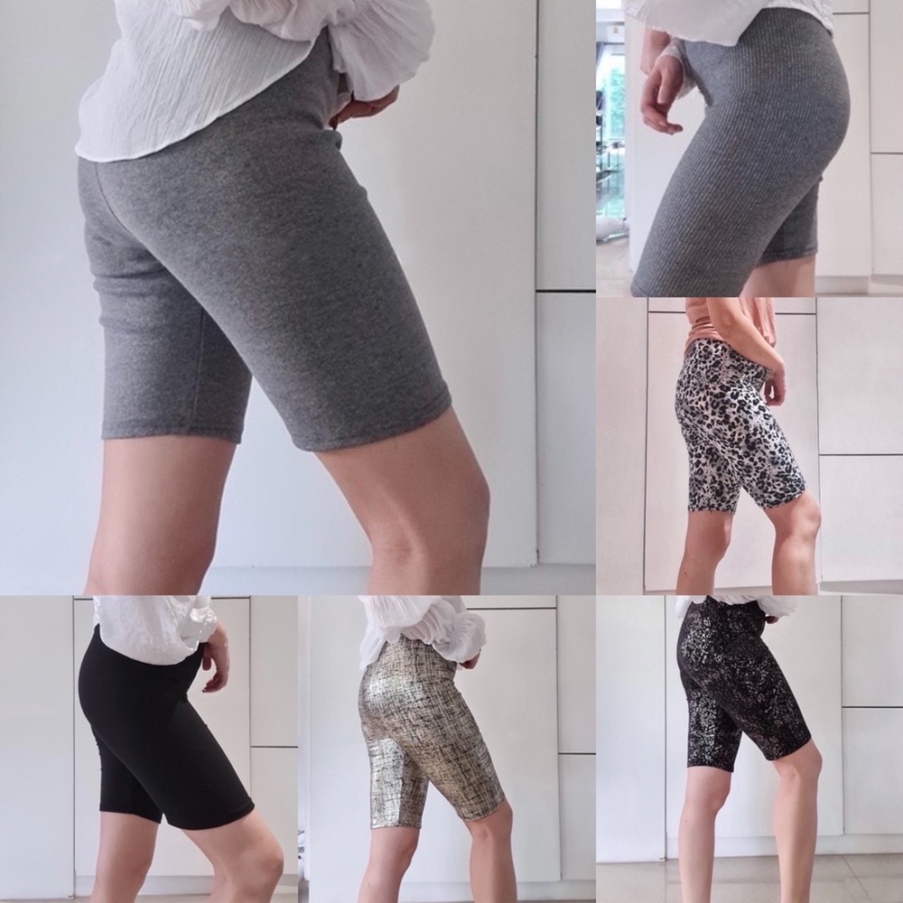 เลกกิ้งขาสั้น เหนือเข่า ผ้าร่องเกาหลี ใส่สบาย เก็บเชฟ ผ้าไม่บาง ทรง 3 ส่วน Biker Shorts พร้อมส่ง/ราค