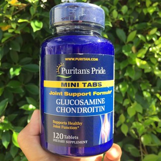 กลูโคซามีนและคอนดรอยติน Glucosamine Chondroitin Mini Tabs 120 Tablets (Puritans Pride®) ลดปวด และลดการเสื่อมของข้อต่อ