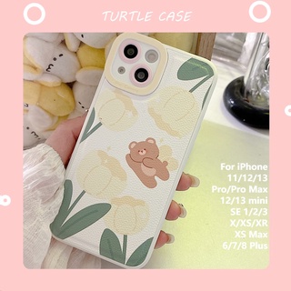 [พร้อมส่ง] เคสโทรศัพท์มือถือหนัง ลายการ์ตูนหมี สําหรับ Apple iPhone 14 13 12 11 PROMAX XS XR XSMAX SE2020 6 7 8PLUS MINI