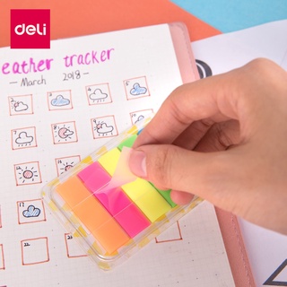 Deli กระดาษโน้ตสี PP Index Tabs 5 สี Index ในกล่องพลาสติก Memo Pad Stationery