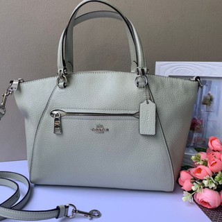 🎀 (สด-ผ่อน) พัดหนัง สีเขียวอ่อน Pale Green 13 นิ้ว COACH 79997 PRAIRIE SATCHEL สี SV/Pale Green F79997
