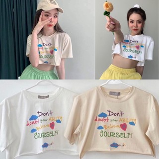 💫NEW💫(พร้อมส่ง)🏷Valen CROP DONT เสื้อครอปตัวสั้น ลายน่ารัก