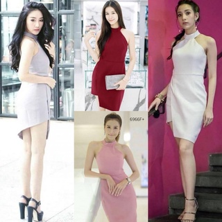 6966 Dress เดรสแขนกุดกระโปรงป้าย sleeveless dress with label skirt