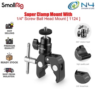 Smallrig เมาท์แคลมป์ปลดเร็ว พร้อมสกรูหัวบอล 1/4 นิ้ว สําหรับกรงกล้อง Dslr ไฟ ตะขอ 1124