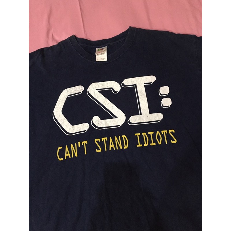 เสื้อยืดมือสอง CSI CAN’T STAND IDIOTS (RIPOFF CSI AMERICAN DRAMA SERIES) Size L มือ2