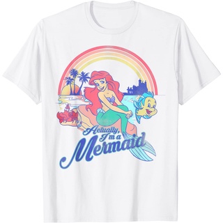 เสื้อยืดแขนสั้น เสื้อยืด พิมพ์ลายDisney Little Mermaid Pastel Rainbow Graphic T-Shirt - ผู้ชาย - ผู้หญิง - เสื้อย