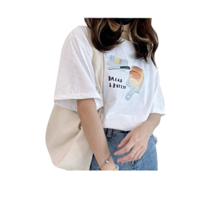 (ลด 50.- ใส่โค้ด WYWUUM) พร้อมส่ง  เสื้อยืด เสื้อโอเวอร์ไซส์ พิมพ์ลาย bread & butter 